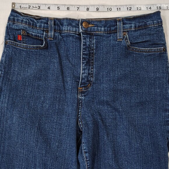 NYDJ Tummy Tuck Jeans Womens Size 12 High Rise Boot Cut USA Stretch Denim Blue - Picture 8 of 16